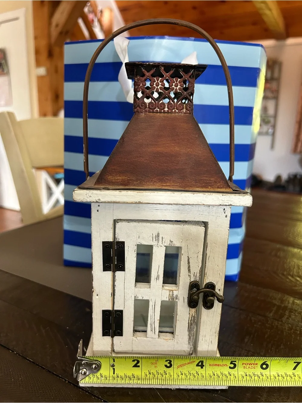 Rustic White and Copper Decorative Lantern - Home Accents